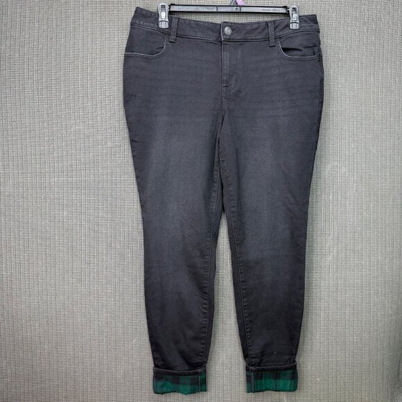 Maurices Denim - M Jeans By Maurices Womens XL Reg Black Low-Rise Skinny Jeans With Plaid Cuffs